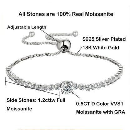 Luxury Full Moissanite Bracelets. 1.70 to 2.20 Carat.