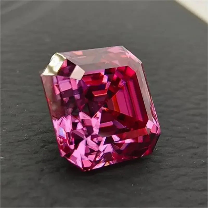 Colored Moissanite Gems. Pink Color. Asscher Cut. 1.0 To 5.0 Carat.