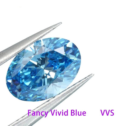 Loose Diamond. Fancy Vivid Blue. 2.41 Carat VVS2 Oval Cut. Lab-Grown Diamond