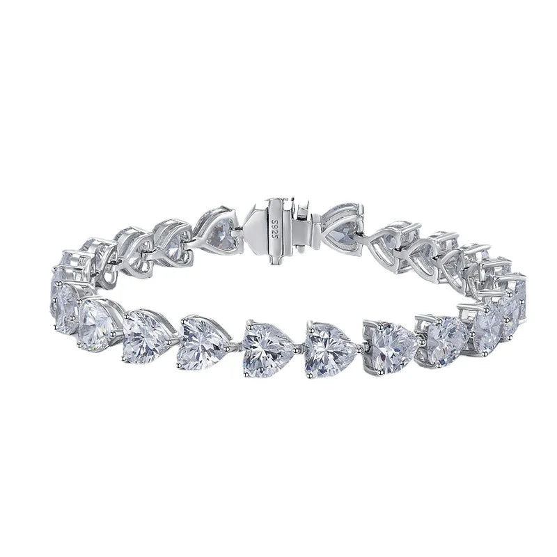 Shop Heart-shaped Moissanite Tennis Bracelets. 15.50 Carat. Genuine Moissanite.