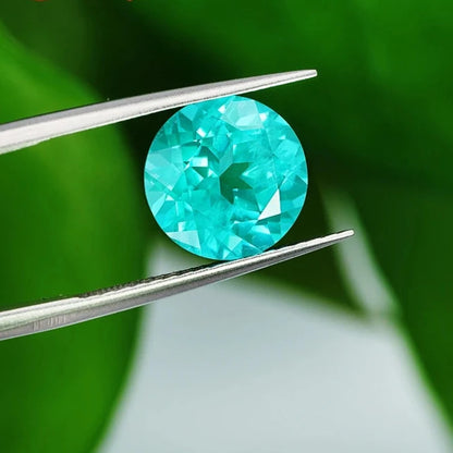 Round Shape Lab-Grown Garnet. Paraiba Tourmaline Color