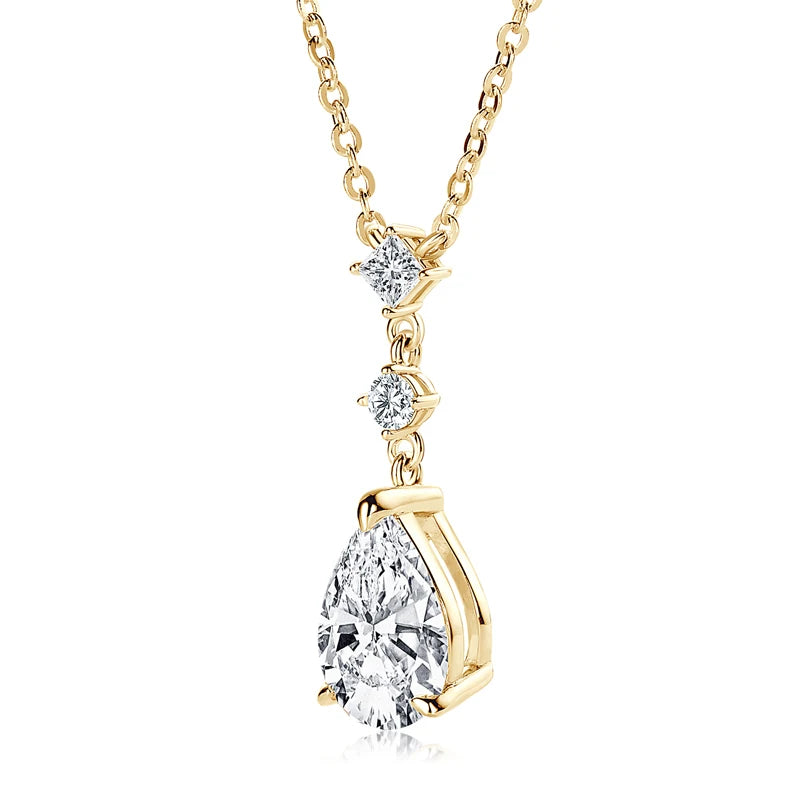 Luxury 2.0ct Moissanite Pear Shape Pendant Necklace.