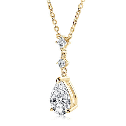 Luxury 2.0ct Moissanite Pear Shape Pendant Necklace.