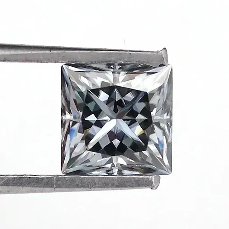 Princess Cut Moissanite. Gray Color. 1.0 To 5.0 Carat.