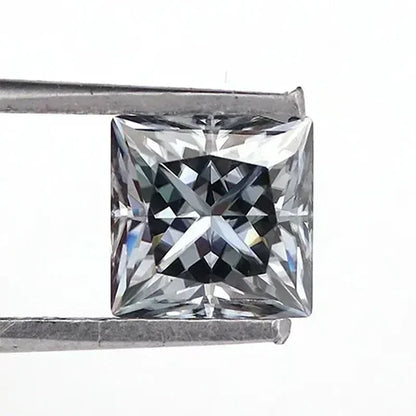 Princess Cut Moissanite. Gray Color. 1.0 To 5.0 Carat.