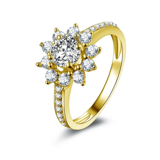 Moissanite Diamond Engagement Rings. 0.75 Carat. 10K Yellow Gold.
