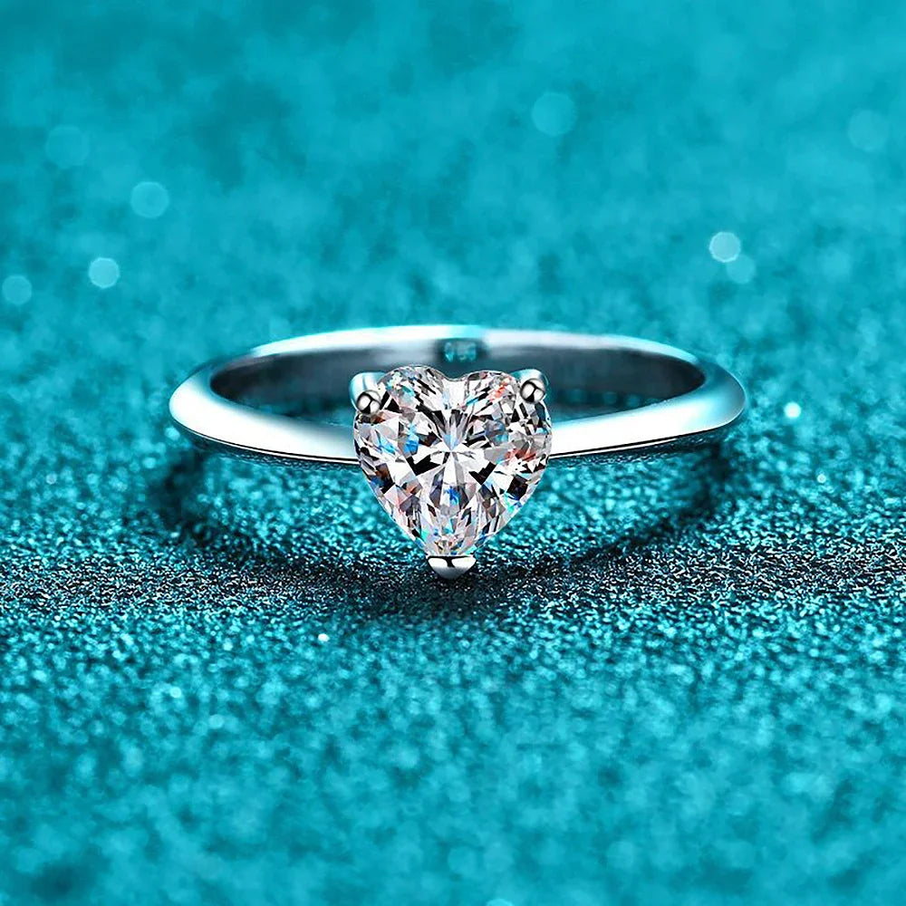 Heart Shape Moissanite Diamond Jewelry Set. Ring, Earring, Necklace.