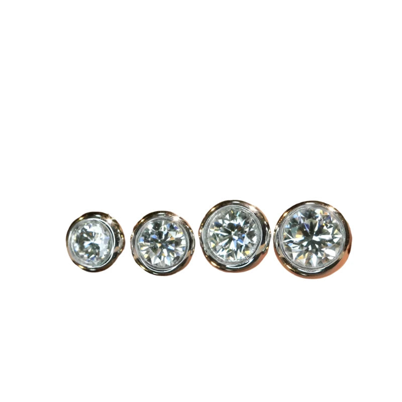 Classic Round Shape Stud Earrings with Real Diamonds.