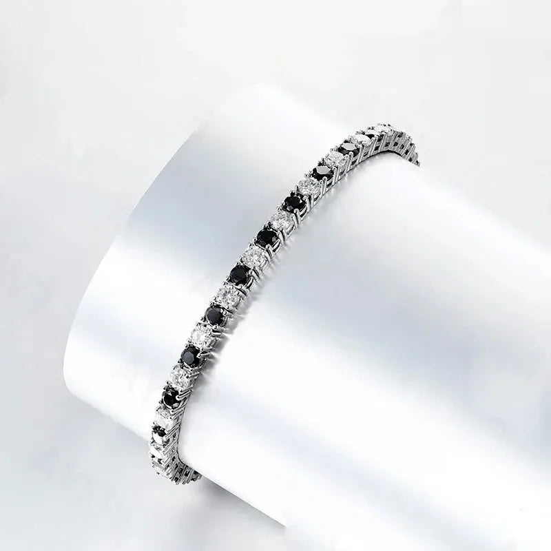 Moissanite Diamond Tennis Bracelets. Red White and Black White Color.