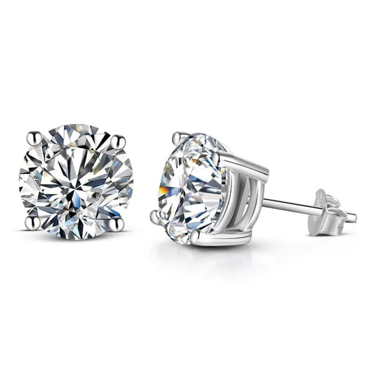 Moissanite Stud Earrings. 1.0 To 6.0 Carat. 10K White Gold Earrings.