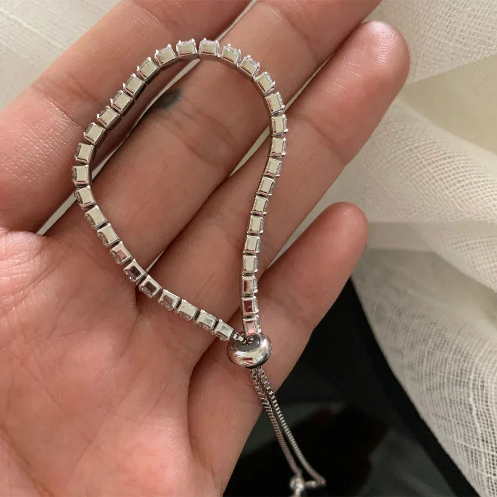 Bracelet de tennis en moissanite, 3 mm - Taille réglable.