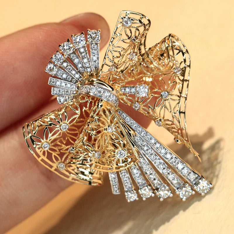 Luxury Natural Diamond Necklace - Brooch. 0.80 Carat. Diamond Jewelry.