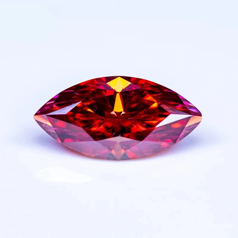 Marquise-Cut Loose Moissanite. Watermelon Red Color. 0.10 To 2.0 Carat.