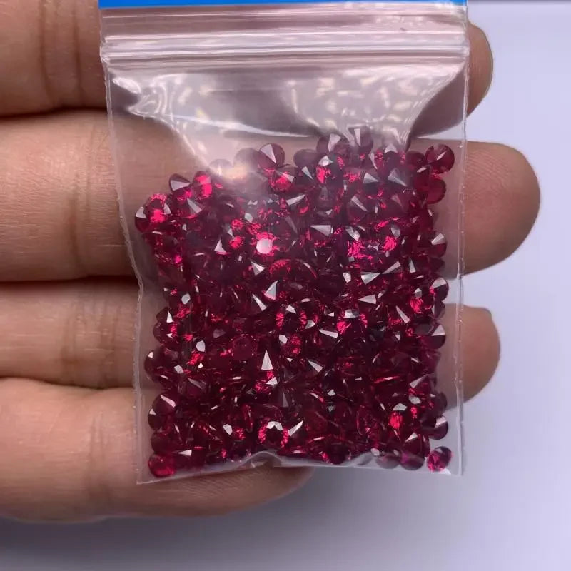 Loose Ruby. Small Sizes 0.8mm To 3.0mm. Round Shape. Lab-Grown Ruby.