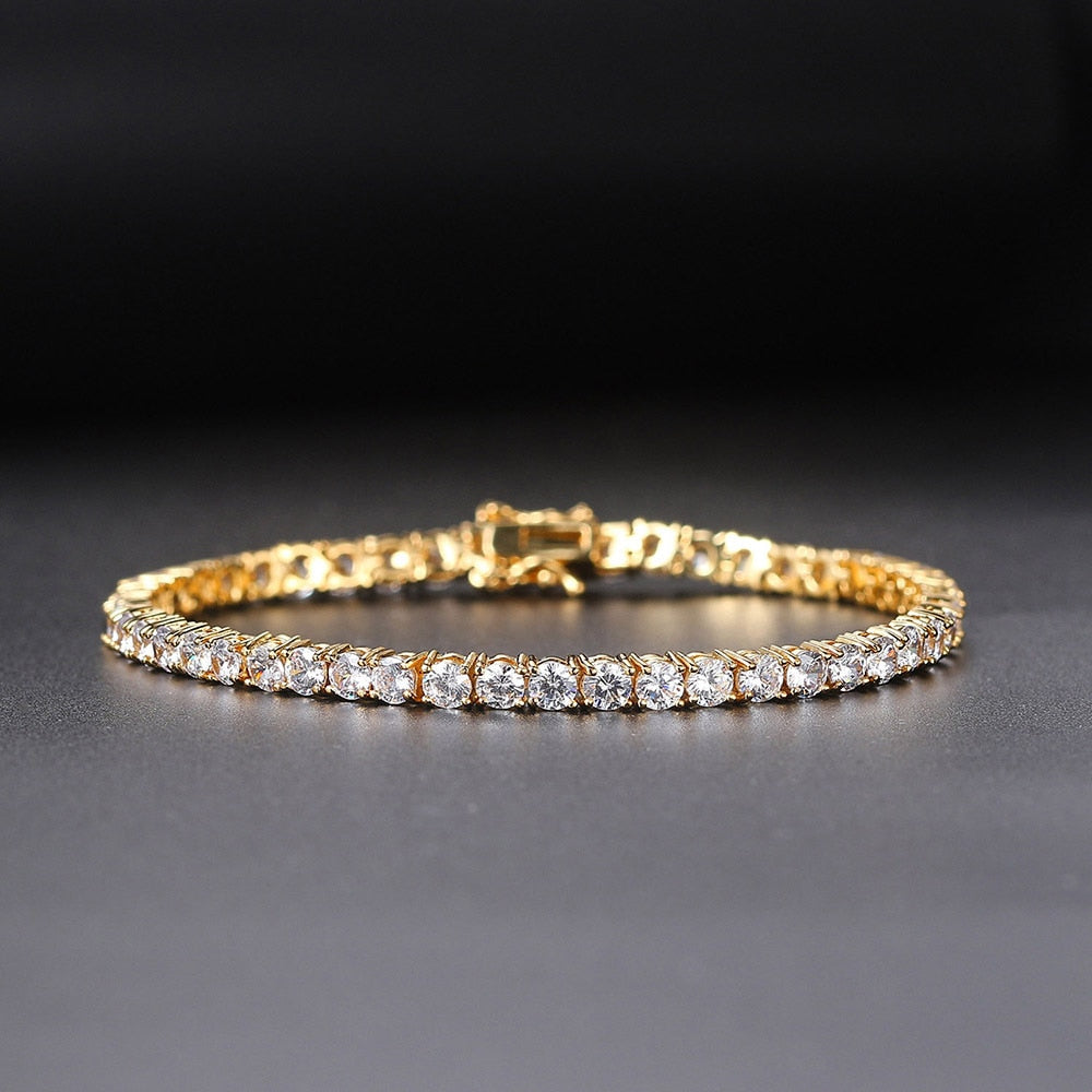 Luxury Moissanite Tennis Bracelets. D VVS1. 18K Yellow or White Gold Plated Silver.