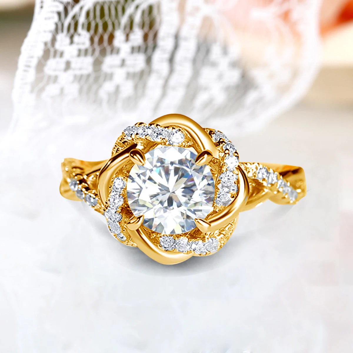 Stunning Moissanite Jewelry for Women - Ring, Pendant, Earrings.
