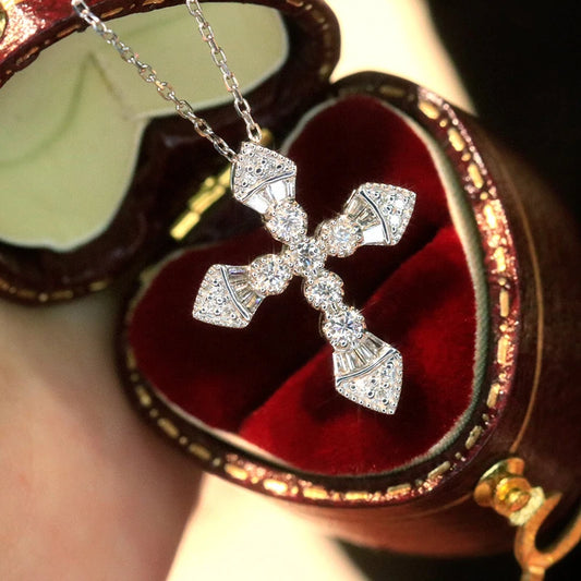 Diamond Cross Pendant. 0.40 Carat. Natural Diamond Jewelry.
