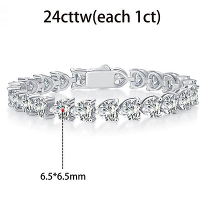 24ct Heart Moissanite Bracelet for Women