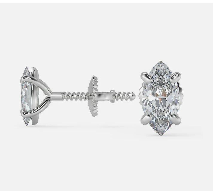 Marquise-Cut Diamond Earrings Lab-Grown Diamond 0.30 To 1.0 Carat.
