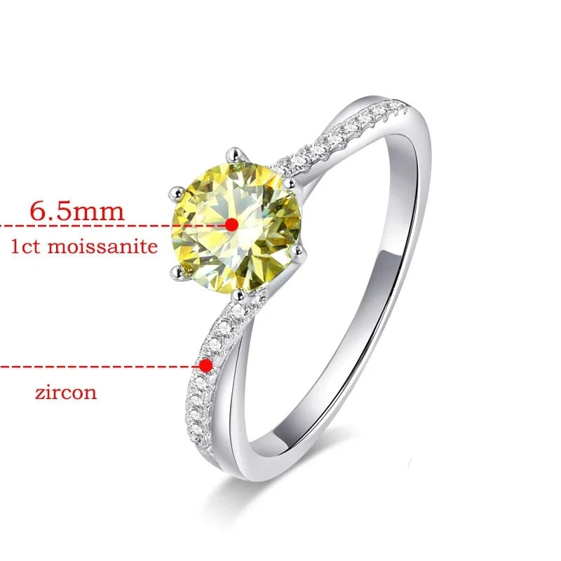 Colored Moissanite Engagement Rings. 1.0 Carat. Round Brilliant Cut.