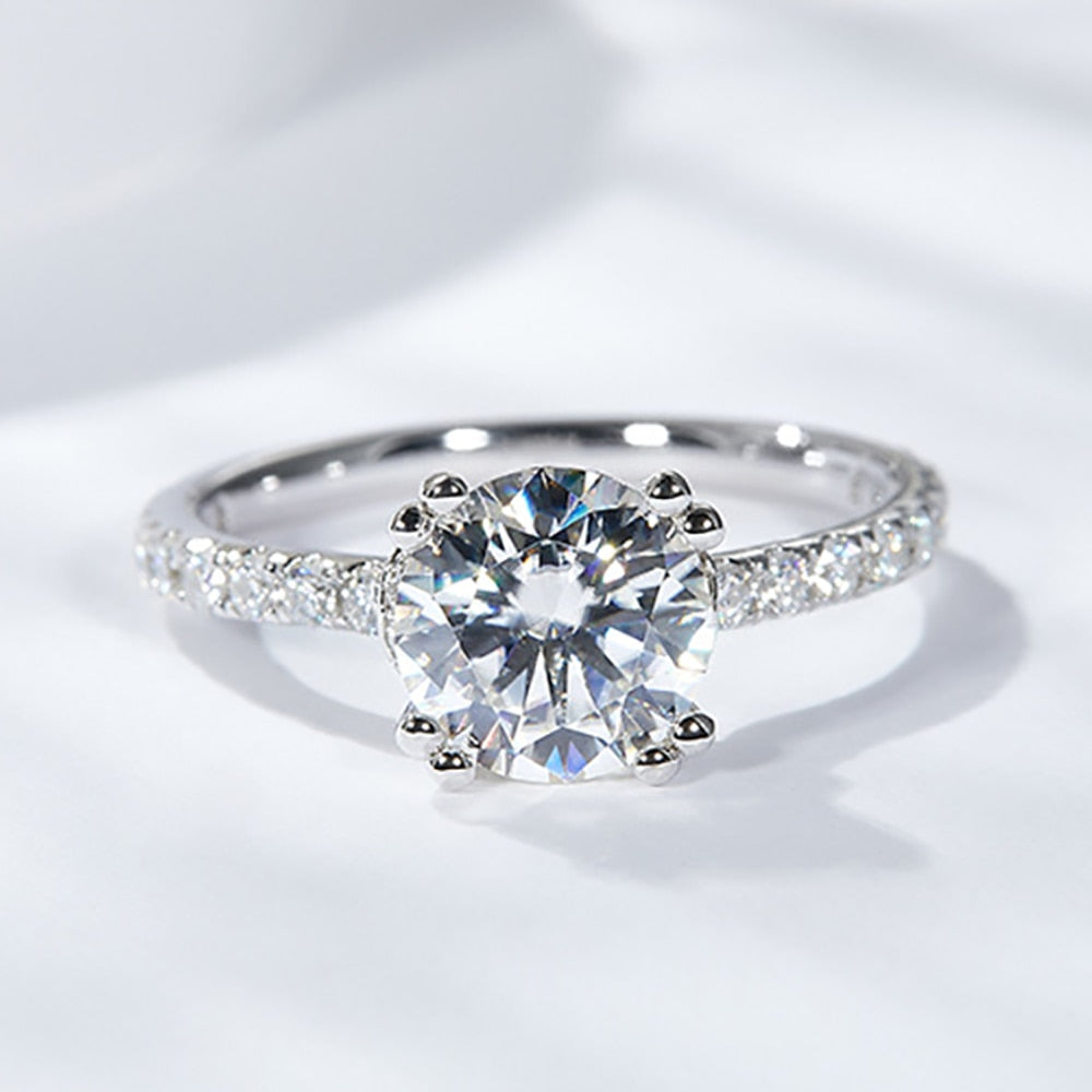 Luxury Full Moissanite Engagement Rings. Total 1.90 Carat.