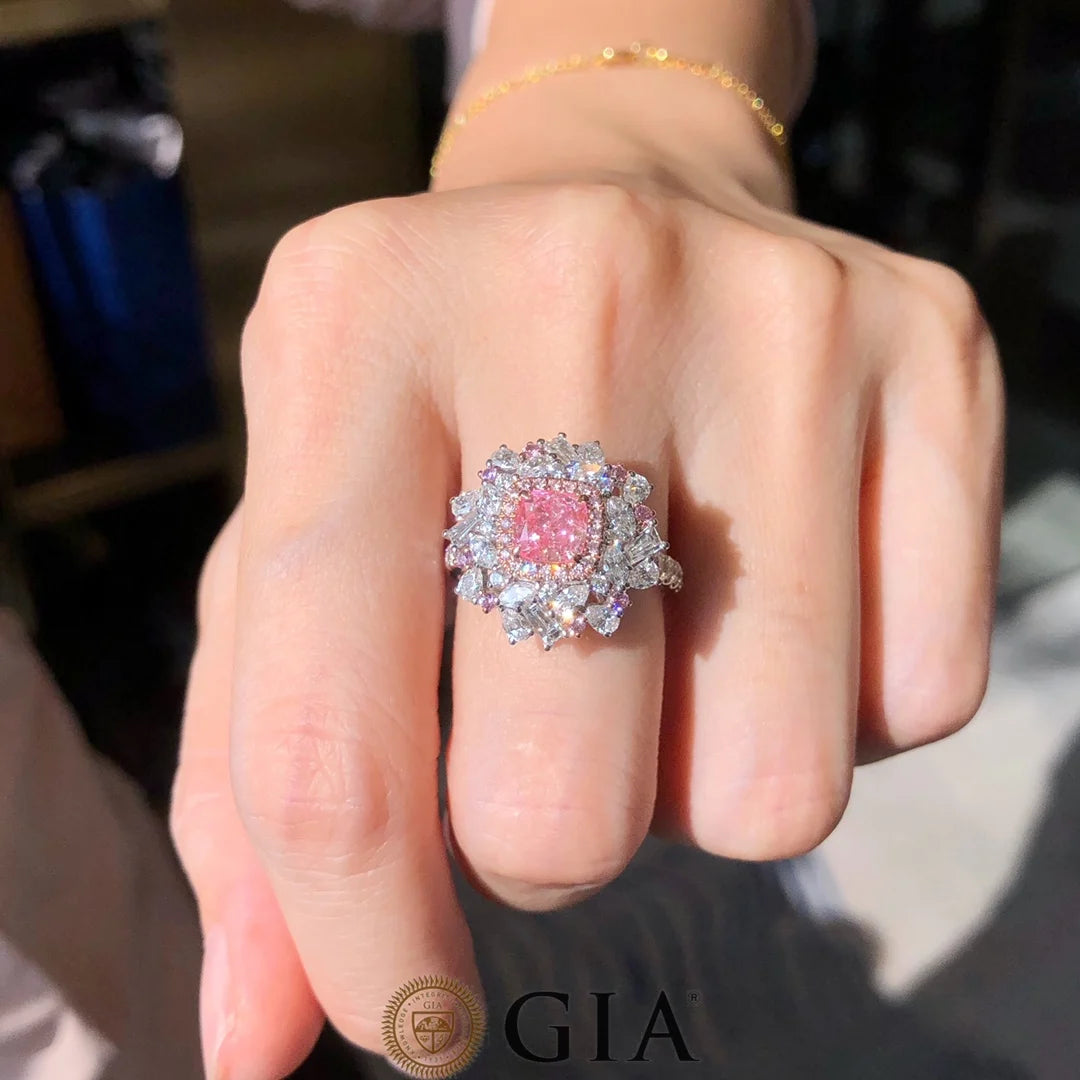 pink diamond dress rings Natural Pink Diamond 18 Karat White & Rose Gold Engagement Ring GIA Ce