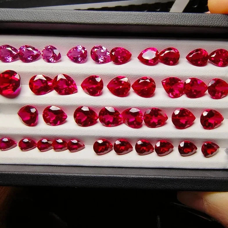 Loose Ruby. Pear Shape. 0.75 To 16.0 Carat. VVS1. Lab-Grown Ruby.