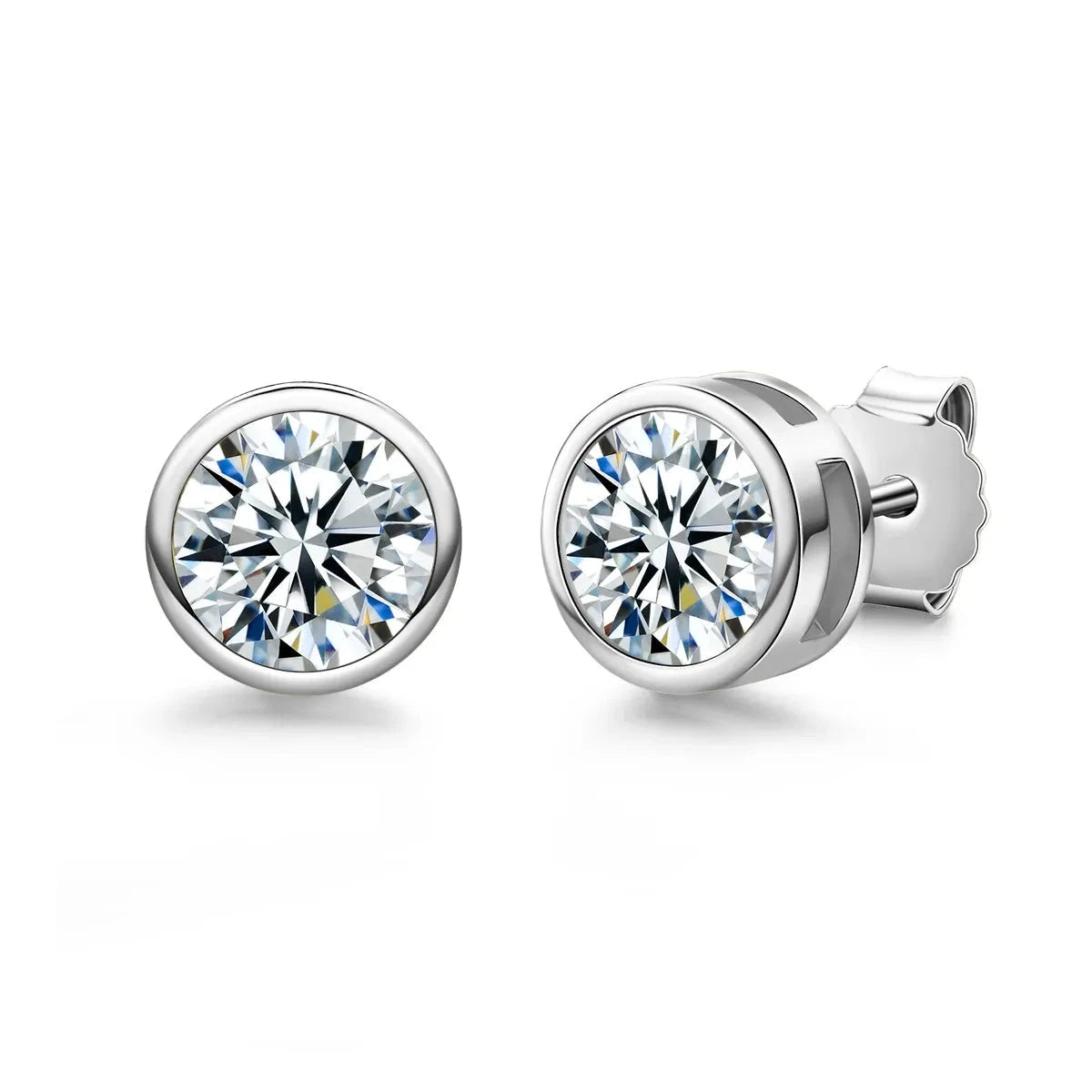 Moissanite Earrings. 1.0 To 2.0 Carat.18K Gold Plated Silver