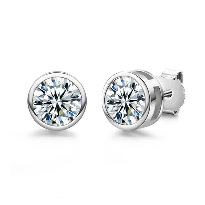 Moissanite Earrings. 1.0 To 2.0 Carat.18K Gold Plated Silver