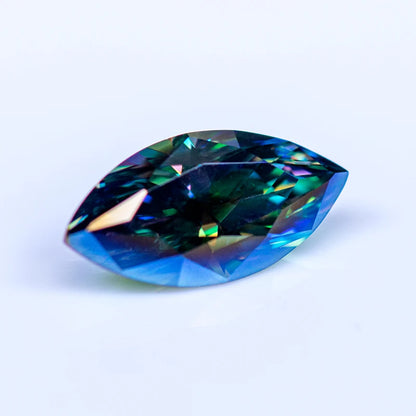 Moissanite Gemstone. Rainbow Green Color. Marquise Cut. 0.10 To 1.0 Carat.