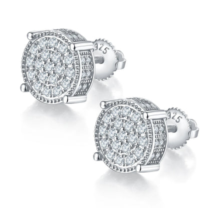 Iced Out Moissanite Diamond Stud Earrings.