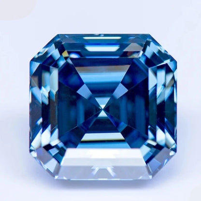 Colored Moissanite Gems. Royal Blue Color. Asscher Cut. 1.0 To 5.0 Carat.