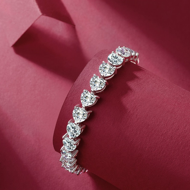 24ct Heart Moissanite Bracelet for Women