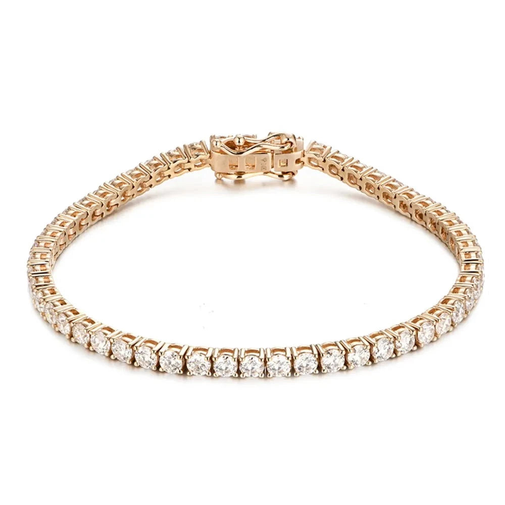 Gold Tennis Bracelets. Genuine Moissanite Tennis Bracelets.