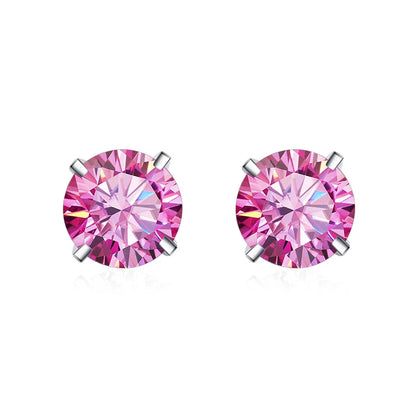 Shop Colored Moissanite Stud Earrings. 1.0 / 2.0 Carat. 18K Gold Plated Silver.