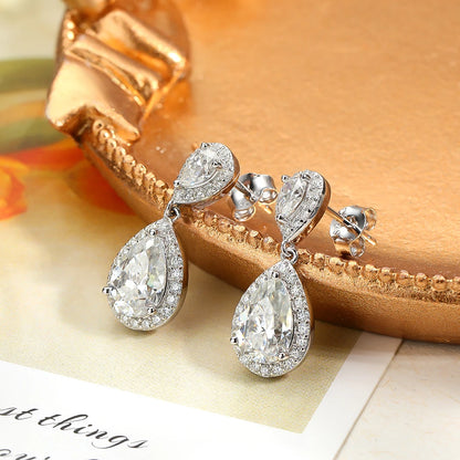 Women's D Color 4.17 Carat Moissanite Pear Cut Earrings