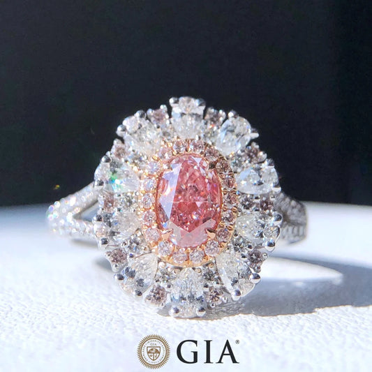 Fancy Light Brownish Pink Diamond Engagement Rings. GIA Certificate.