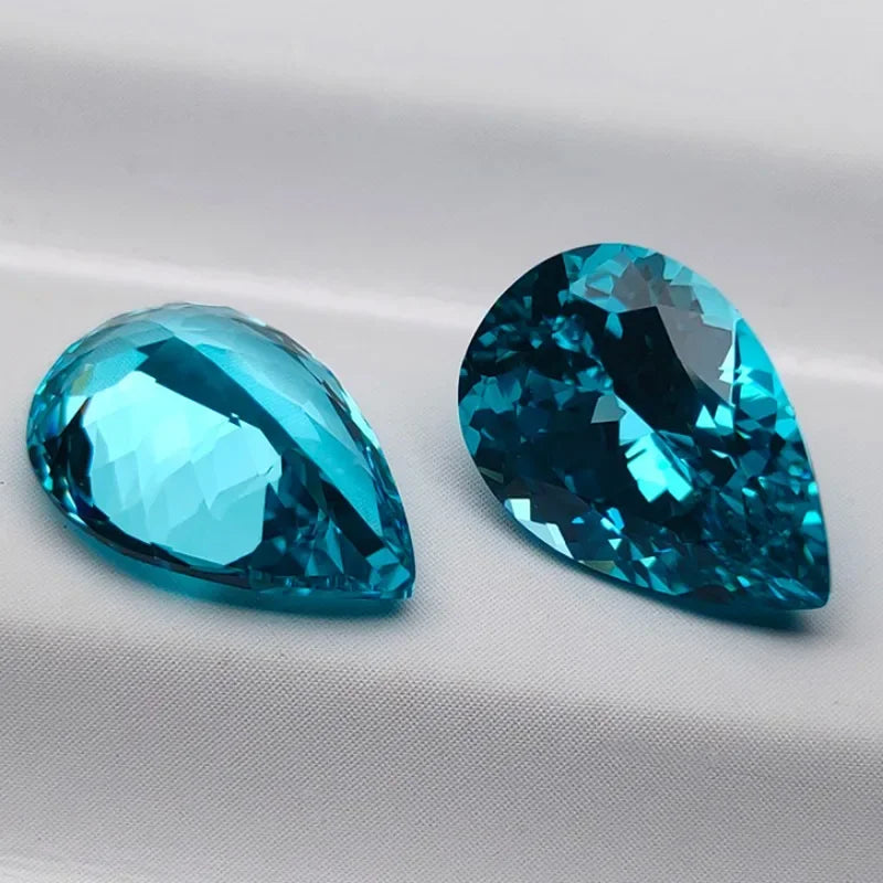 Paraiba Pear Cut Gemstone. Lab Created Sapphire. 0.50 To 12.80 Carat.