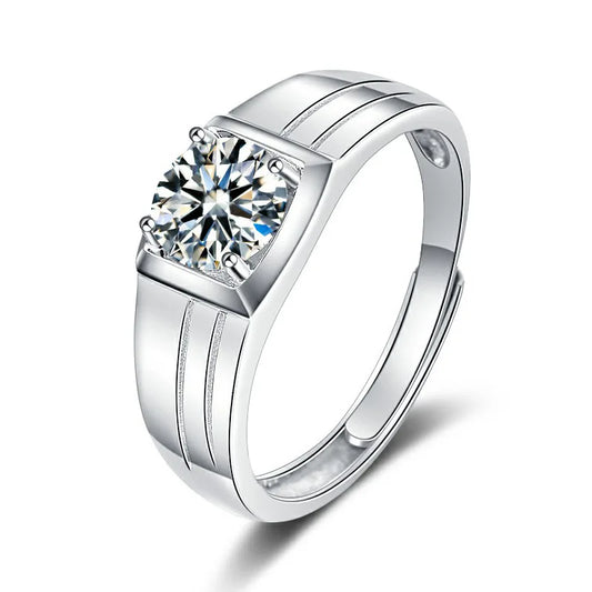 1.0 Carat Moissanite Men's Ring - Size Adjustable.