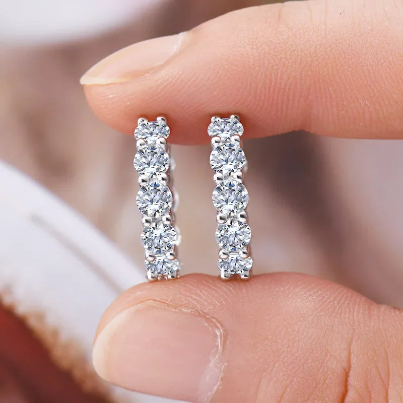 Moissanite Hoop Earrings for Women. Total 7.20 Carat. 4mm Moissanites.