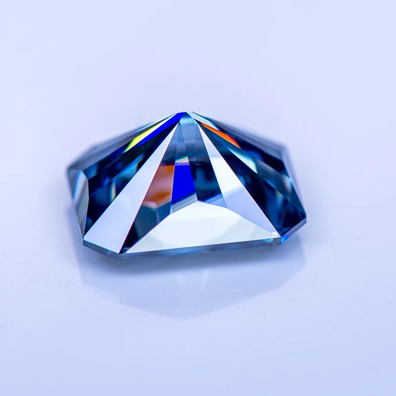 Loose Moissanite Gems. Royal Blue Color. Radiant Cut. 1.0 To 5.0 Carat.