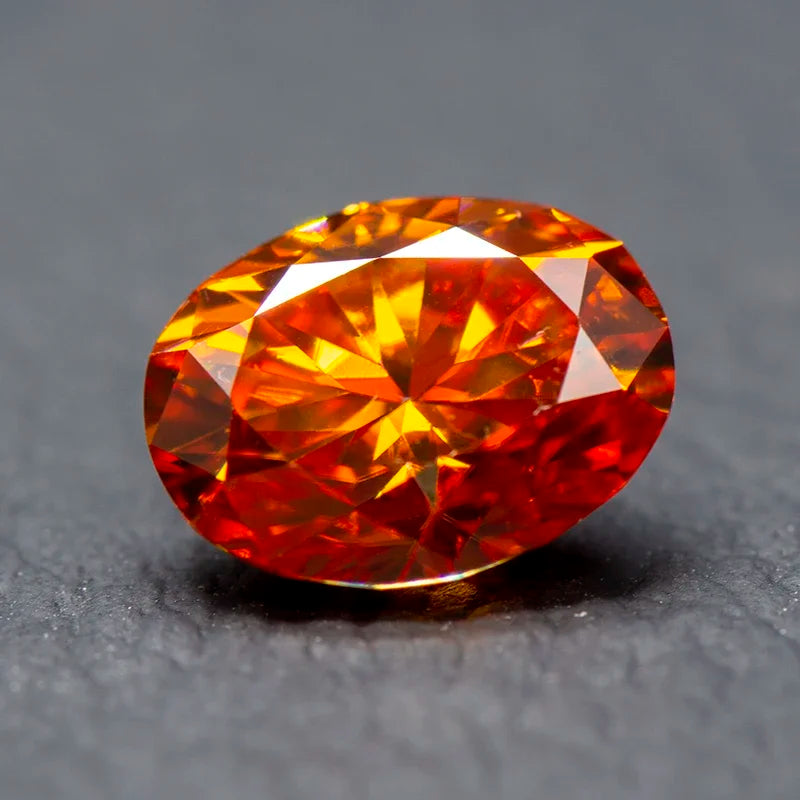 Loose Moissanite Stone. Orange Color. Oval Cut. 0.50 To 5.0 Carat.