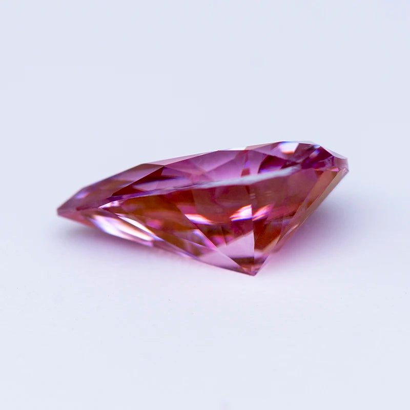 Pear Cut Moissanite. Sakura. Pink Color. 0.50 To 3.0 Carat.