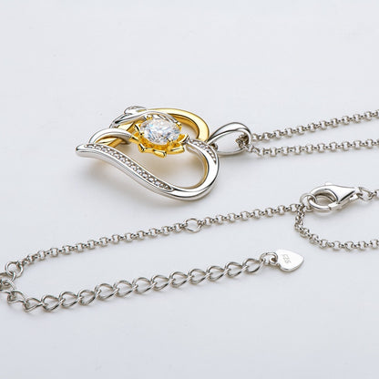 Heart-Shaped Moissanite Pendant Necklaces. 18K Gold Plated Silver