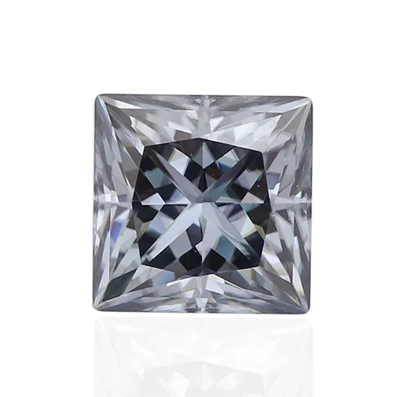 Princess Cut Moissanite. Gray Color. 1.0 To 5.0 Carat.