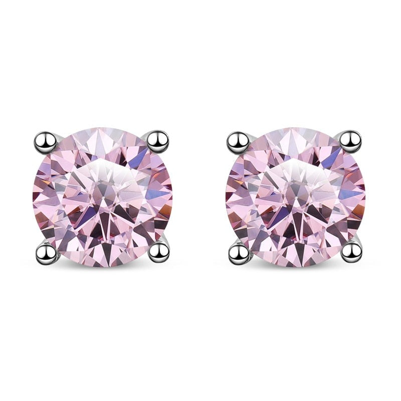 light pink color moissanite earrings