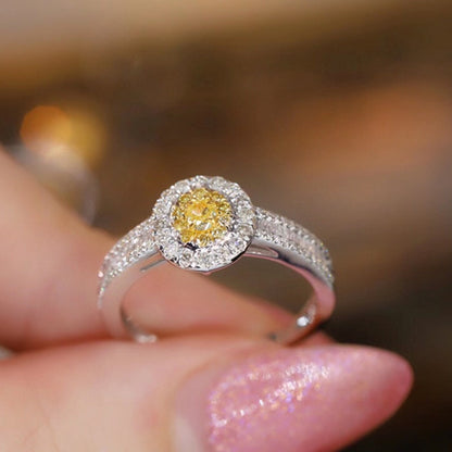 Oval Shape Diamond Rings. Yellow and White Diamond Engagement Rings.