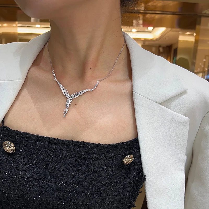 Luxury Diamond Necklace. 3.20 Carat. Natural Diamond Jewelry.