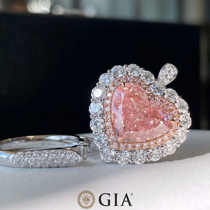 Light Pinkish Brown Diamond Engagement Ring - Pendant. 5.07 Carat GIA.