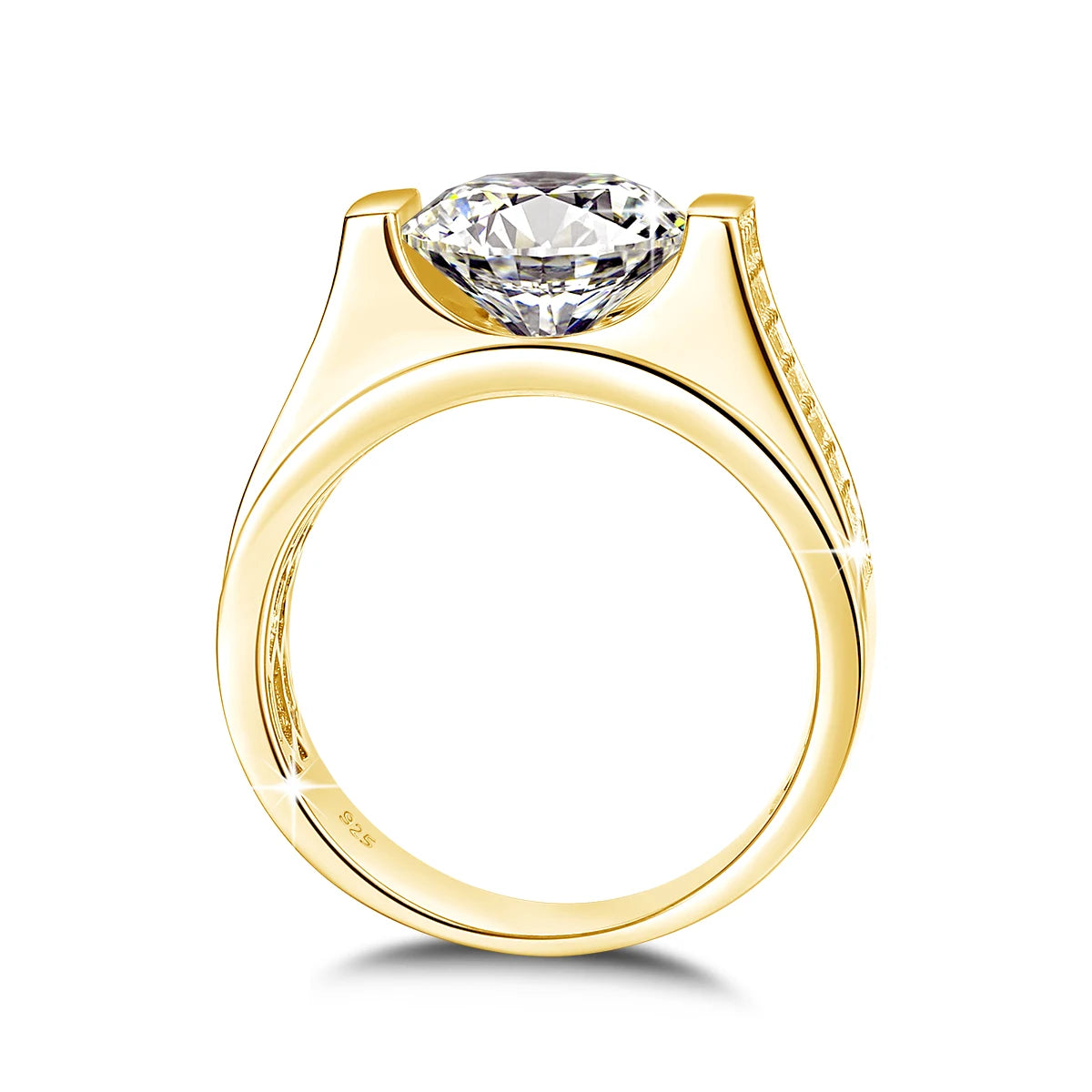 4.0 Carat Moissanite Ring for Men, D Color, VVS1.